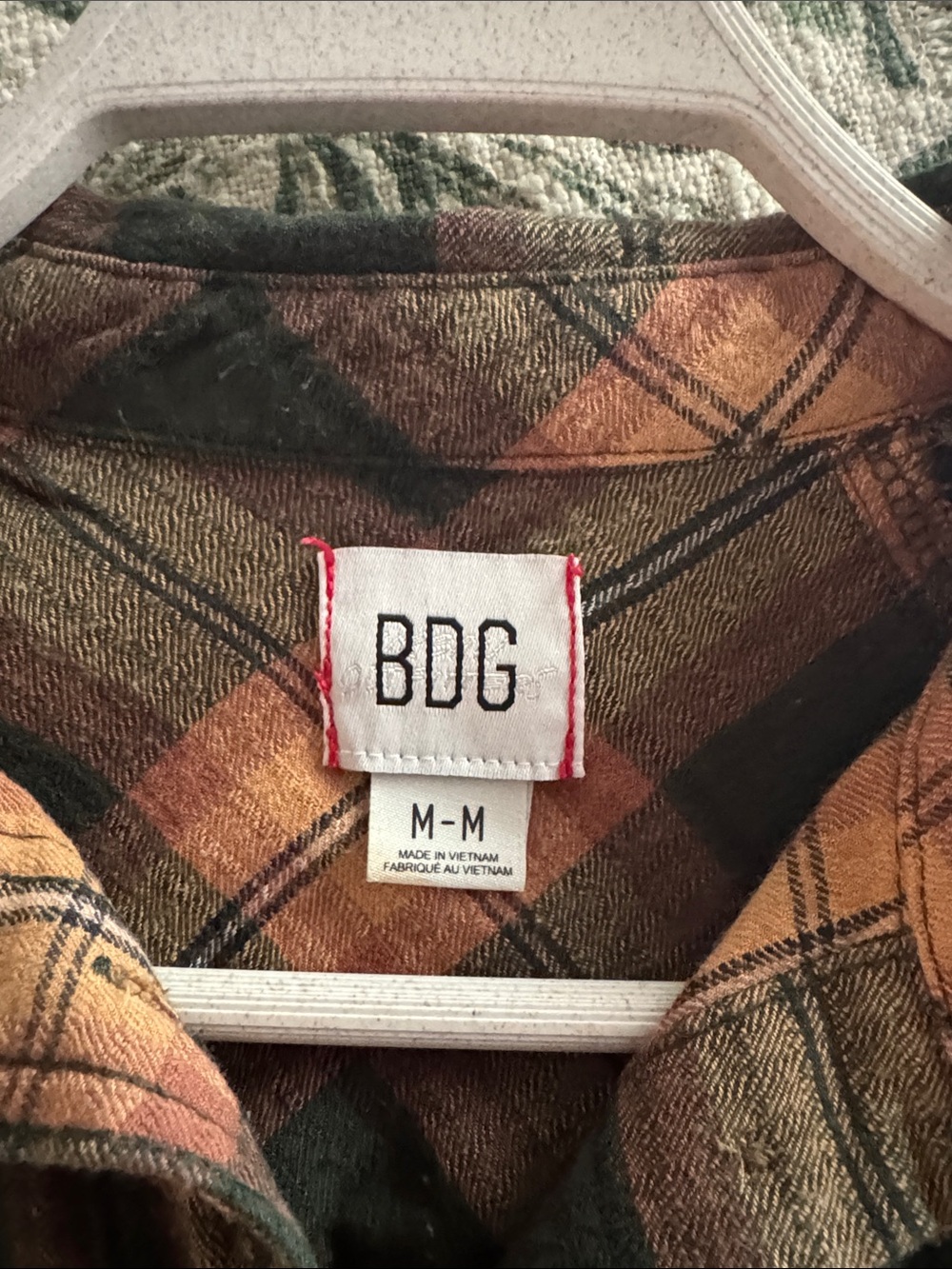 BDG Dark Green and Rust Plaid Flannel Shirt - Picture 2 of 5
